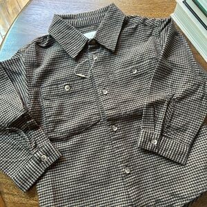 Zara Black and Brown Plaid Shirt